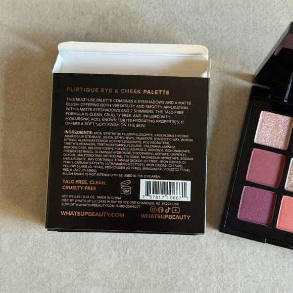 What’s Up Beauty Flirtique Eye & Cheek Palette Talc-Free Cruelty-Free - Picture 3 of 4